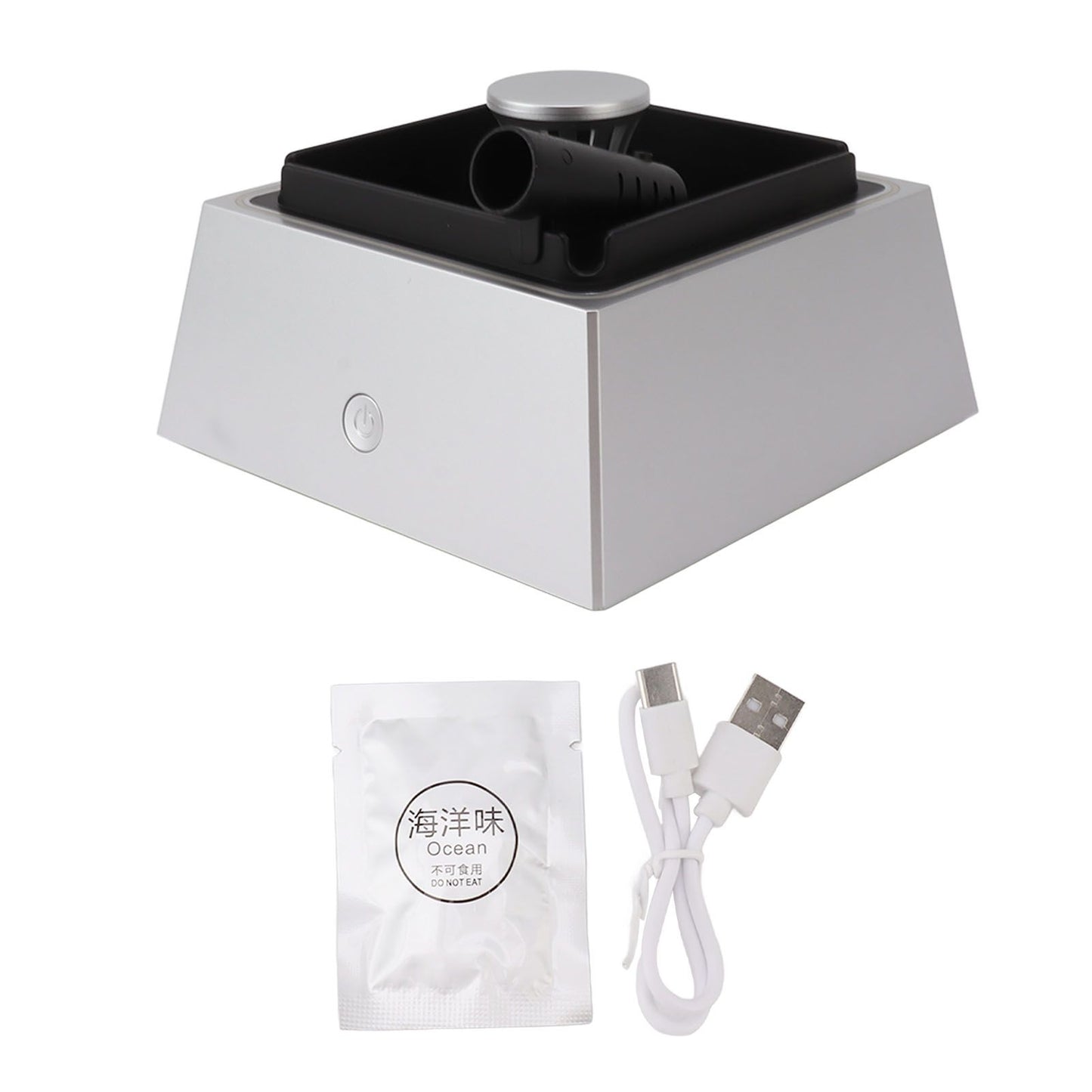 2 in 1 Purifier Ashtray Non Slip 1200mAh Light Weight USB Type C Smokeless Ashtray Air Purifier for Indoor Office Silver