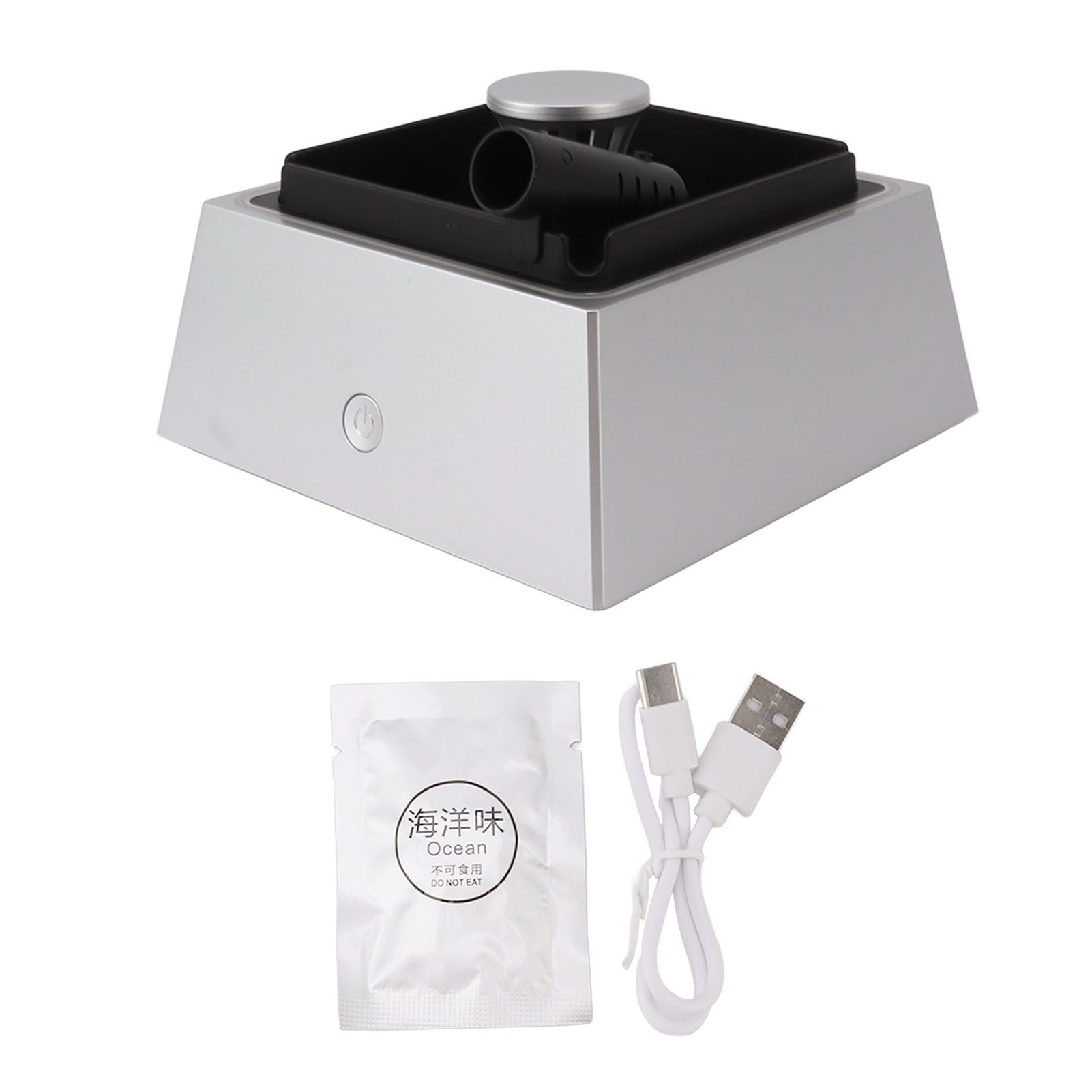 2 in 1 Purifier Ashtray Non Slip 1200mAh Light Weight USB Type C Smokeless Ashtray Air Purifier for Indoor Office Silver