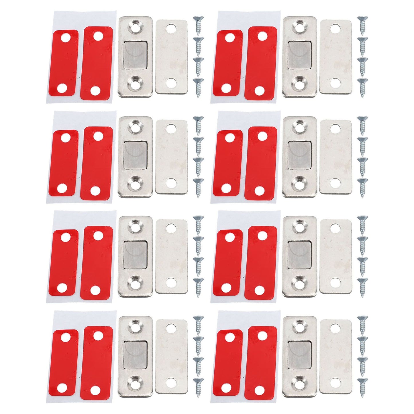 8 Pack Magnetic Door Catch Ultra Thin Door Latch Adhesive Stainless Steel 2 Way Installation Cabinet Closer for Kitchen