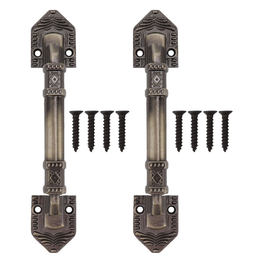 2Pcs Antique Barn Door Handles Bronze Color Easy Mounting Vintage Drawer Handle with Screws for Interior Drawer Garage