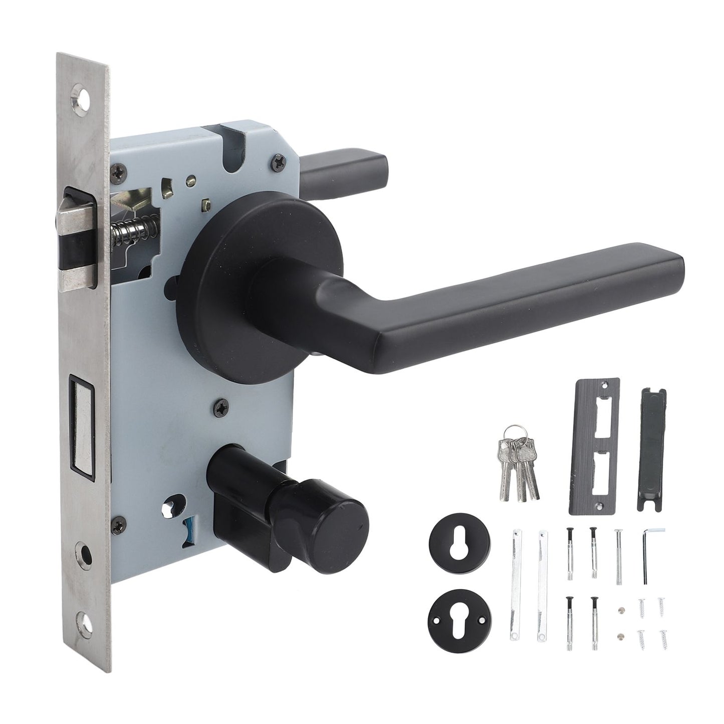 House Door Handle Lock Aluminum Black Antioxidant Coating Shock Resistance Door Lever for Bedroom Home Room