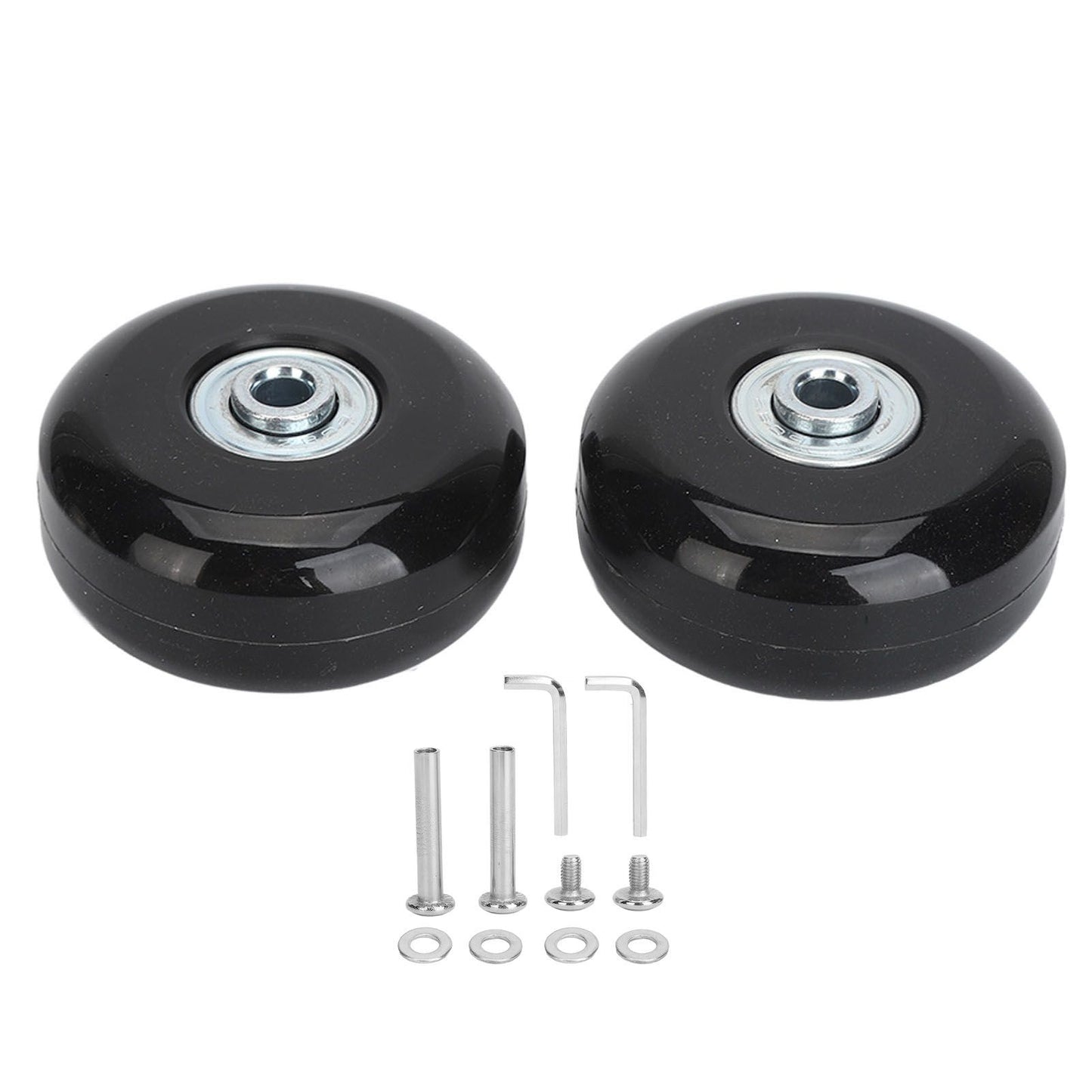 2Pcs Luggage Suitcase Replacement Wheels Universal Rubber Swivel Caster Wheels Bearings Repair Kits with Installation Tool 56x24mm / 2.2x0.9in