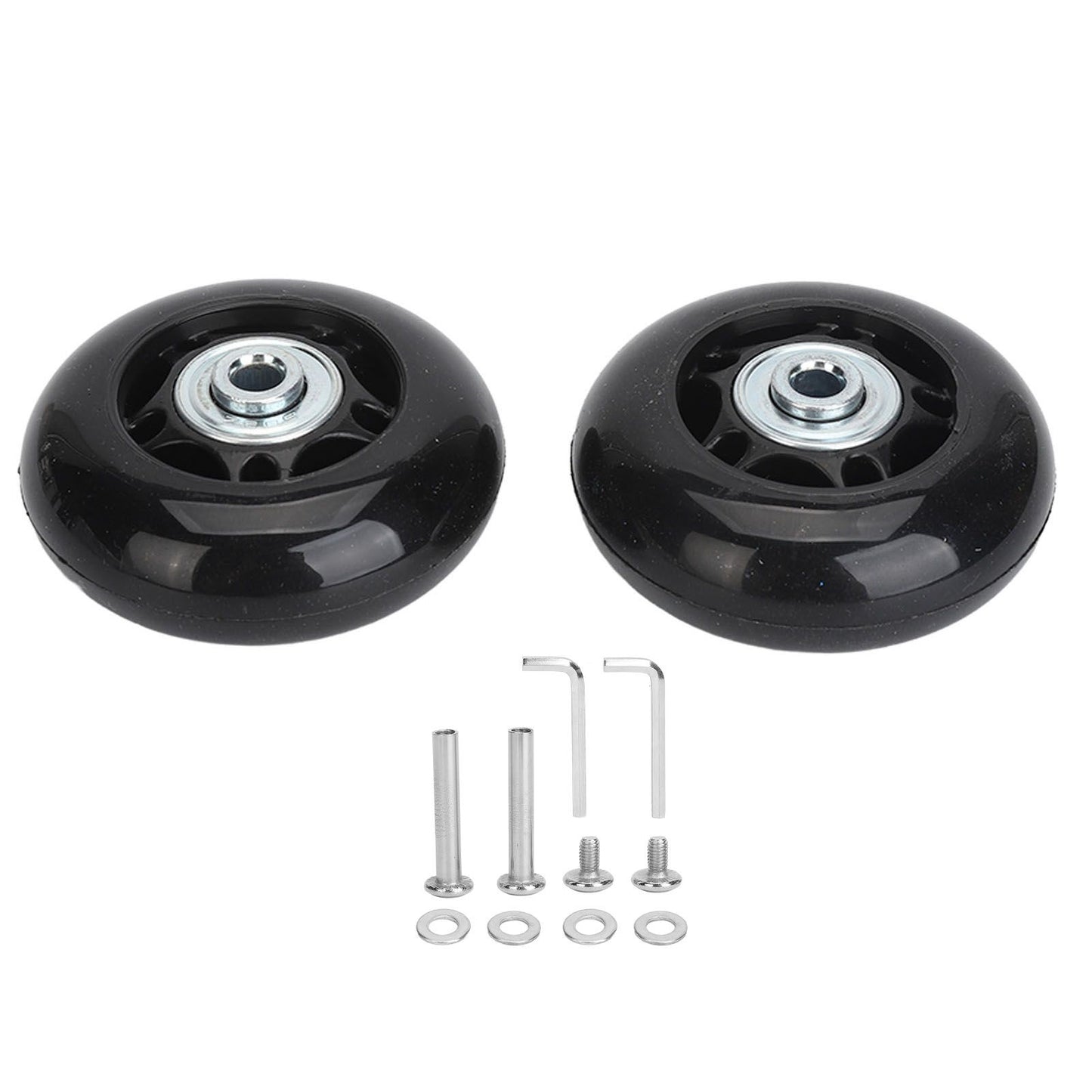 2Pcs Luggage Suitcase Replacement Wheels Universal Rubber Swivel Caster Wheels Bearings Repair Kits with Installation Tool 64x24mm / 2.5x0.9in