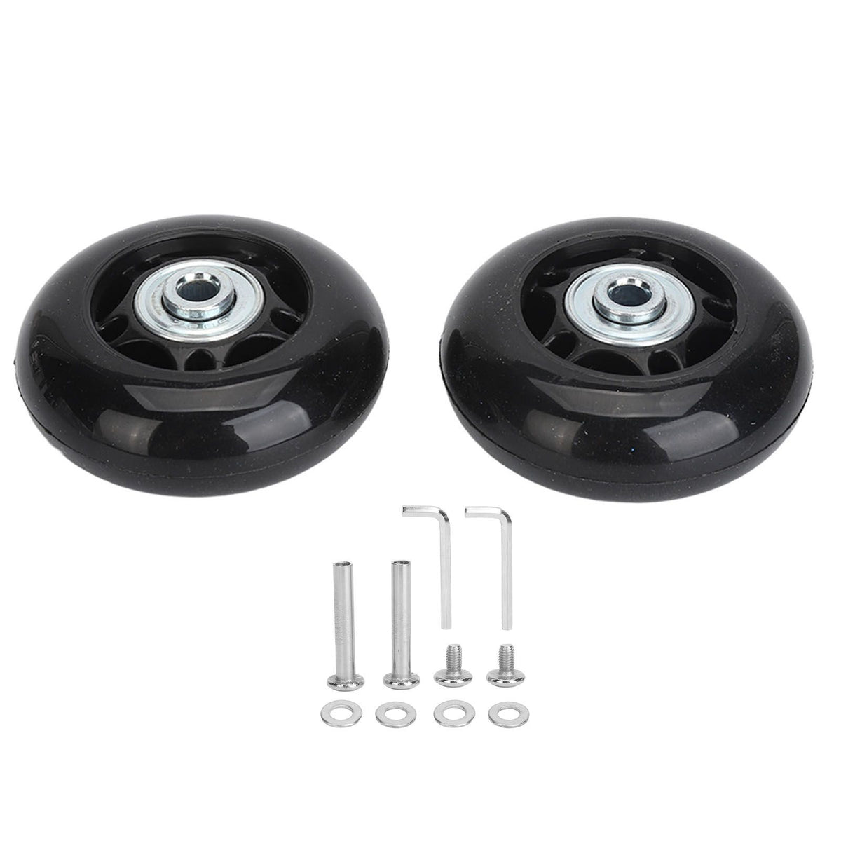 2Pcs Luggage Suitcase Replacement Wheels Universal Rubber Swivel Caster Wheels Bearings Repair Kits with Installation Tool 64x24mm / 2.5x0.9in