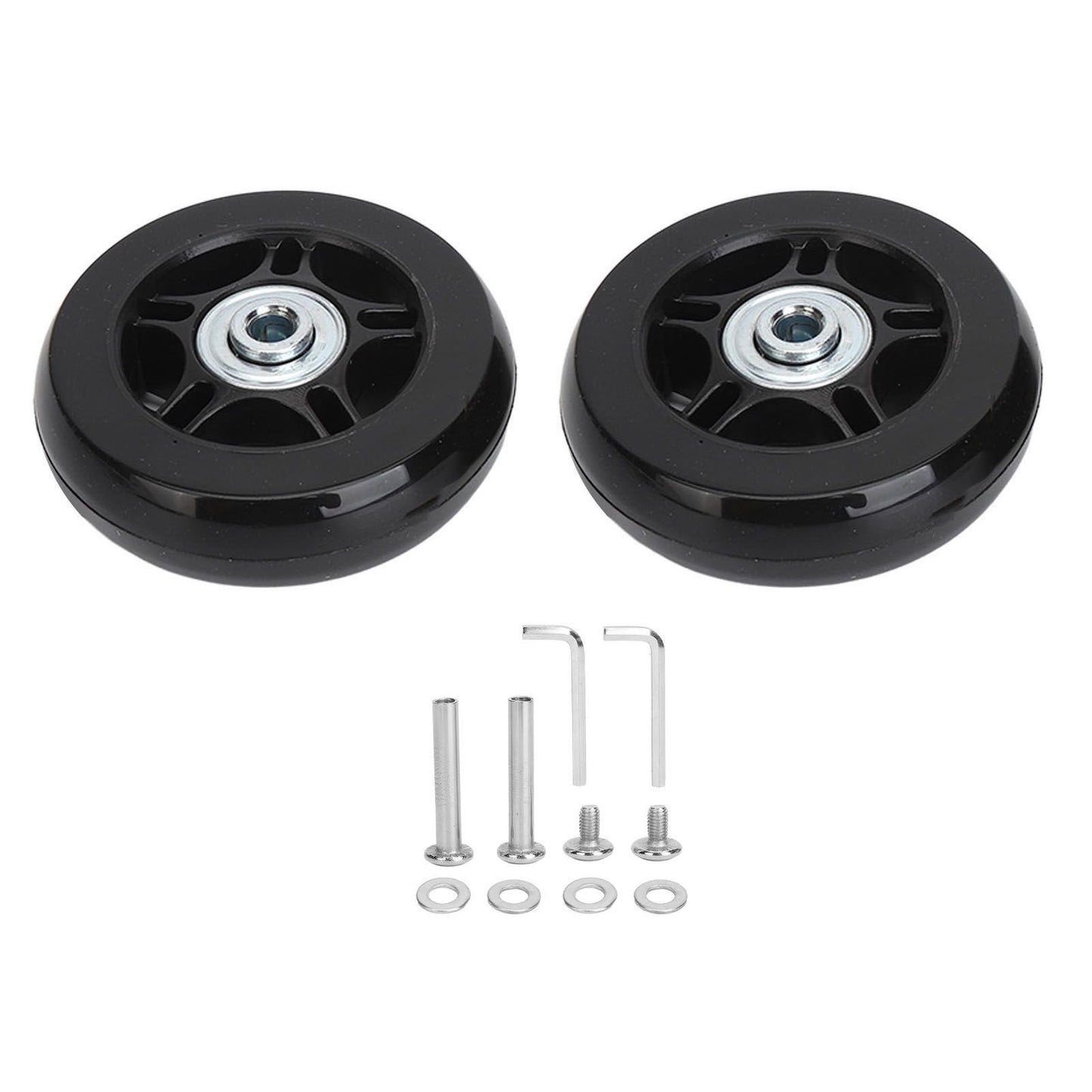 2Pcs Luggage Suitcase Replacement Wheels Universal Rubber Swivel Caster Wheels Bearings Repair Kits with Installation Tool 70x19cm / 27.6x7.5in