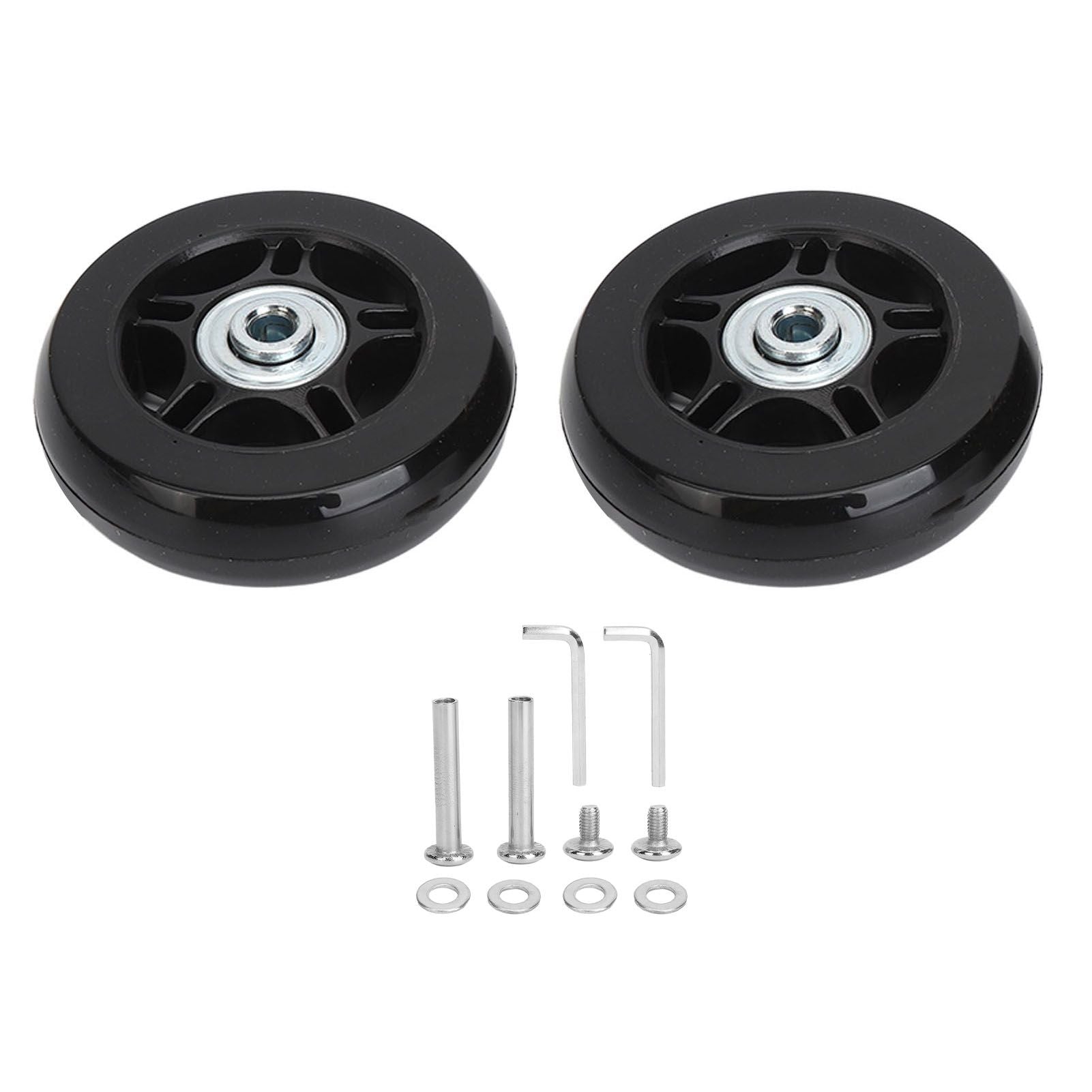 2Pcs Luggage Suitcase Replacement Wheels Universal Rubber Swivel Caster Wheels Bearings Repair Kits with Installation Tool 70x19cm / 27.6x7.5in