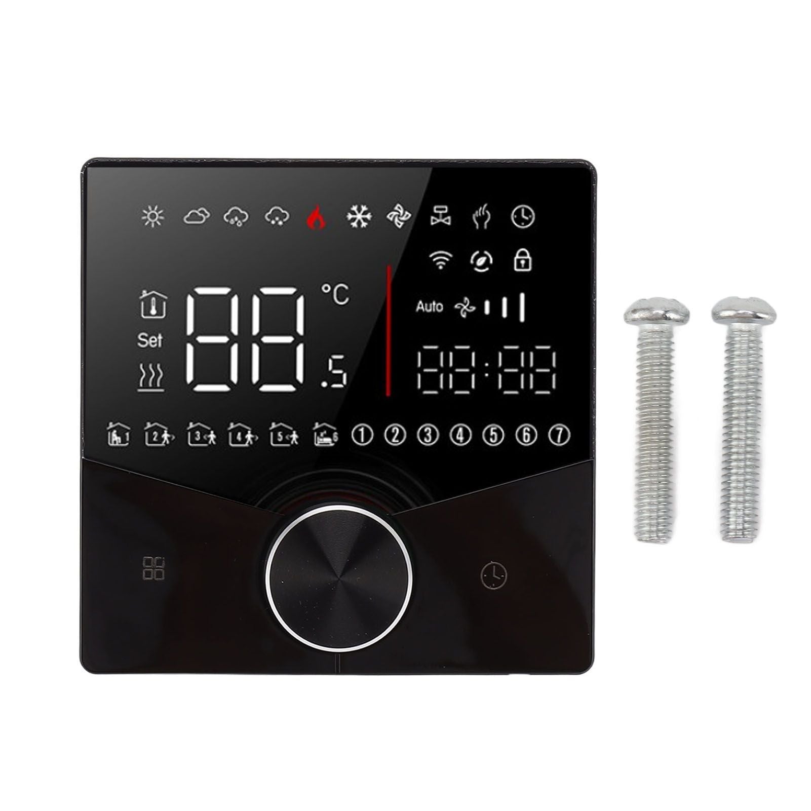 Smart Thermostat Knob Design LCD Color Display Panel Digital Thermostat for Sauna Room Underfloor Heating System Black
