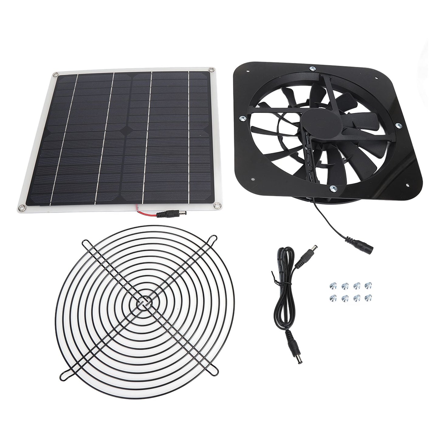 Solar Panel Fan Kit Solar Exhaust Fan 100W Solar Powered Panel with 10inch Round Fan for Greenhouse Shed Chicken Coop Black