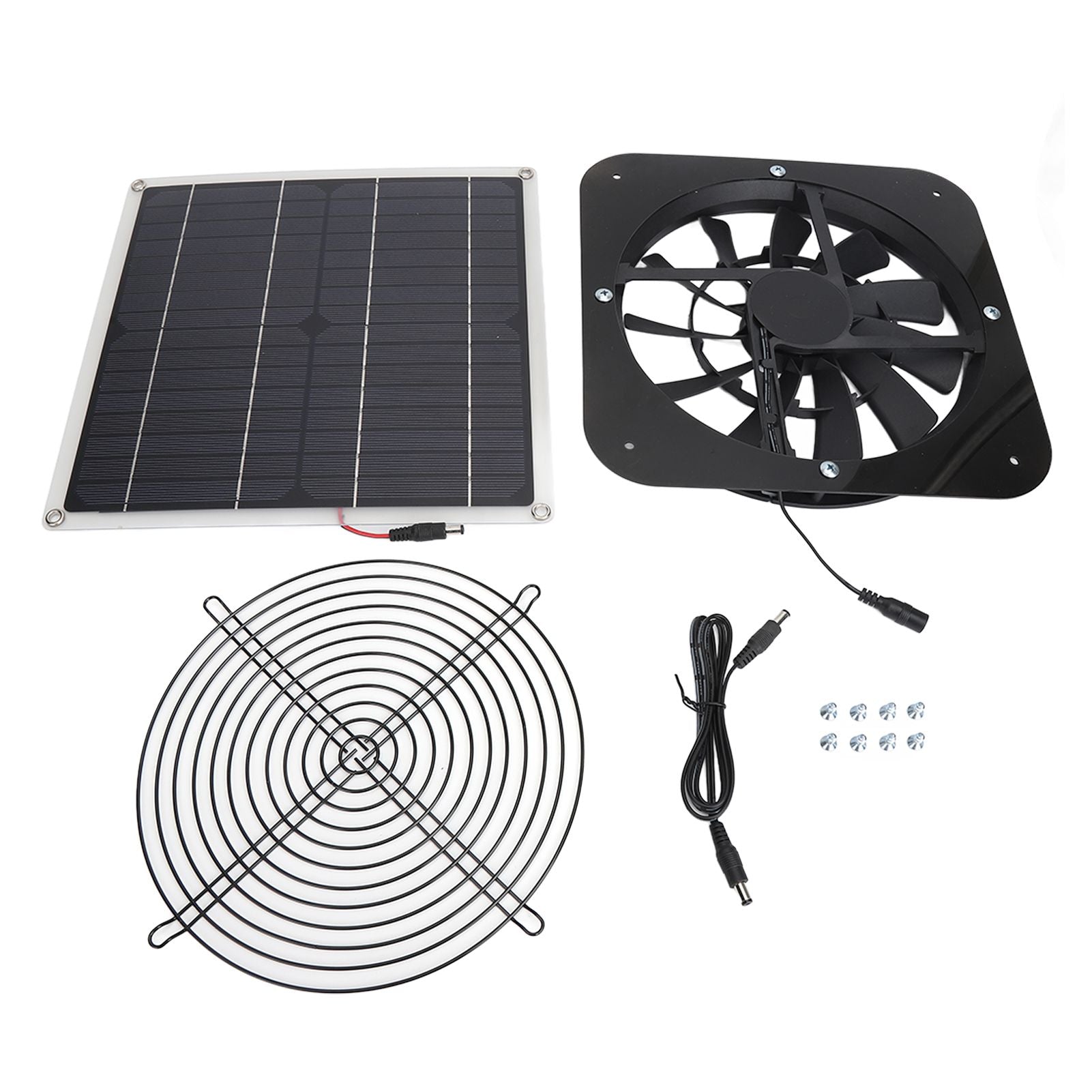 Solar Panel Fan Kit Solar Exhaust Fan 100W Solar Powered Panel with 10inch Round Fan for Greenhouse Shed Chicken Coop Black