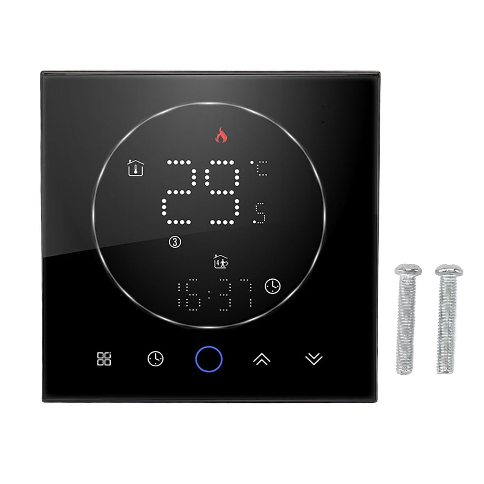 Wireless Smart Thermostat for Home Accurate Programmable Thermostat Wall Mounted Boiler Thermostat AC95‑240V Square Black