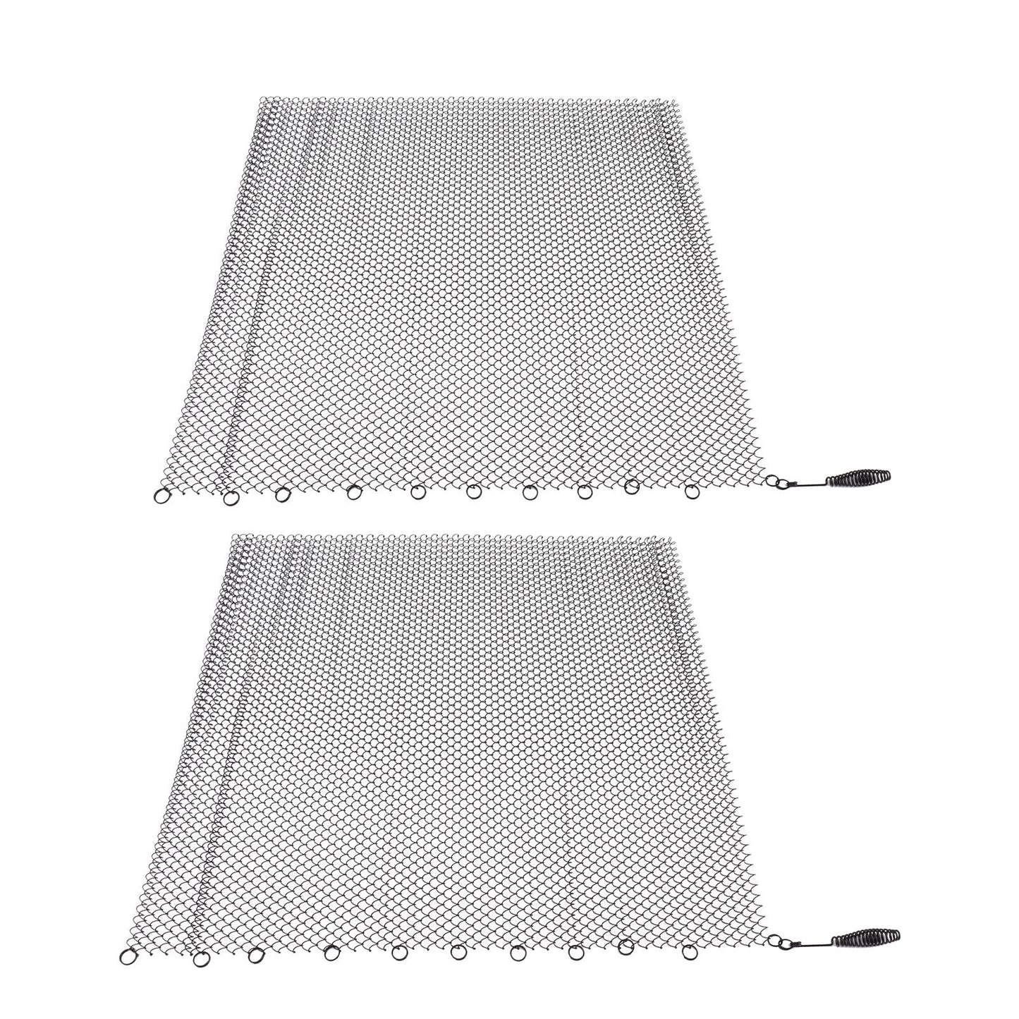 Fireplace Mesh Screen Curtain 2 Wide Panels Hanging Replacement Screens for Home Wood Burning Fireplace Black 24x20in