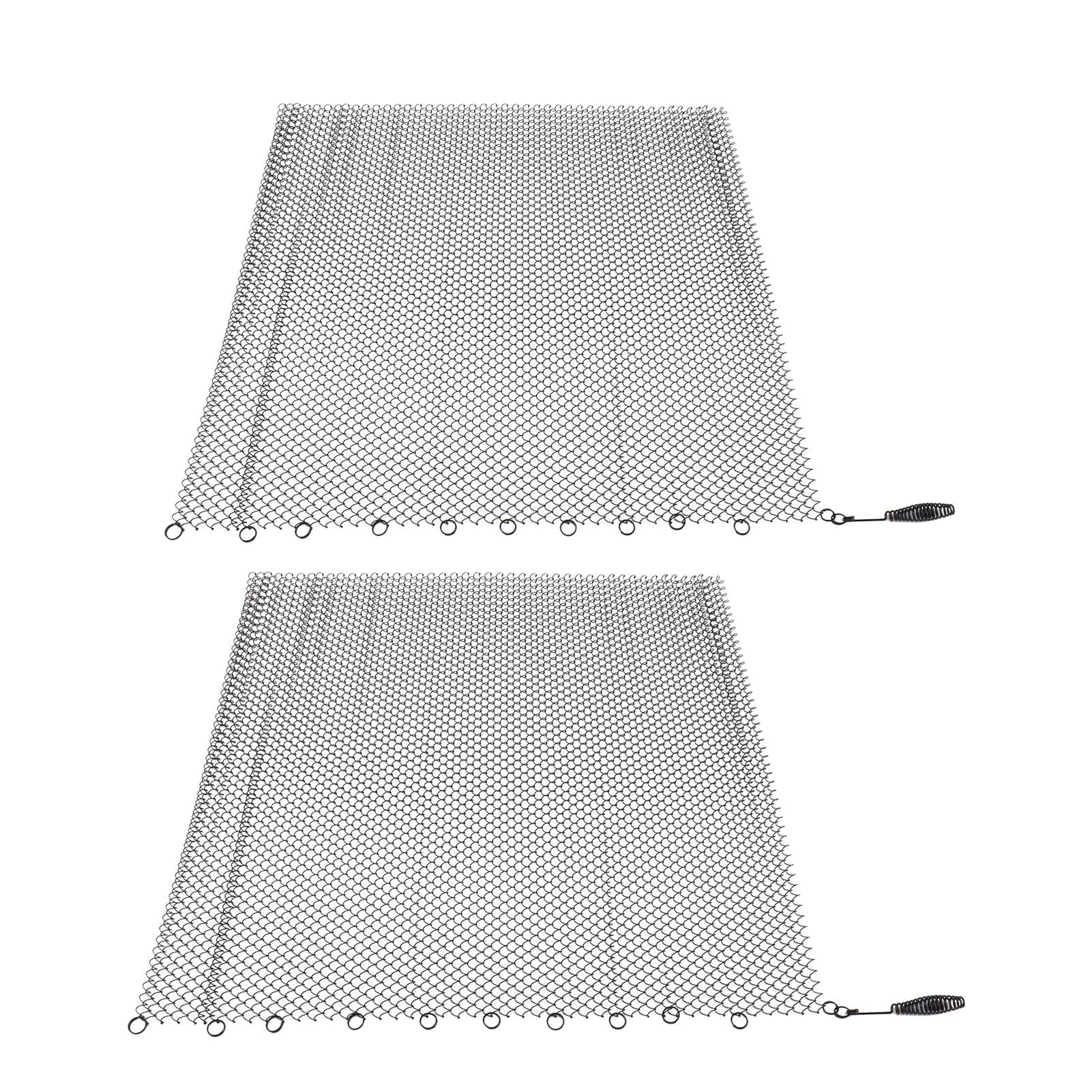 Fireplace Mesh Screen Curtain 2 Wide Panels Hanging Replacement Screens for Home Wood Burning Fireplace Black 24x20in