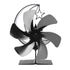 Stove Fan 6 Blades Fireplace Fan Heat Powered Fast Wind Circulation Half Moon Pattern Thermoeletric Fan for Log Burner Black