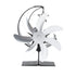 Heat Powered Stove Fan 7 Blade Moon Model Silent Operation Circulating Warm Air Highly Efficient Log Burner Fan For Wood Stove Accessories Silver