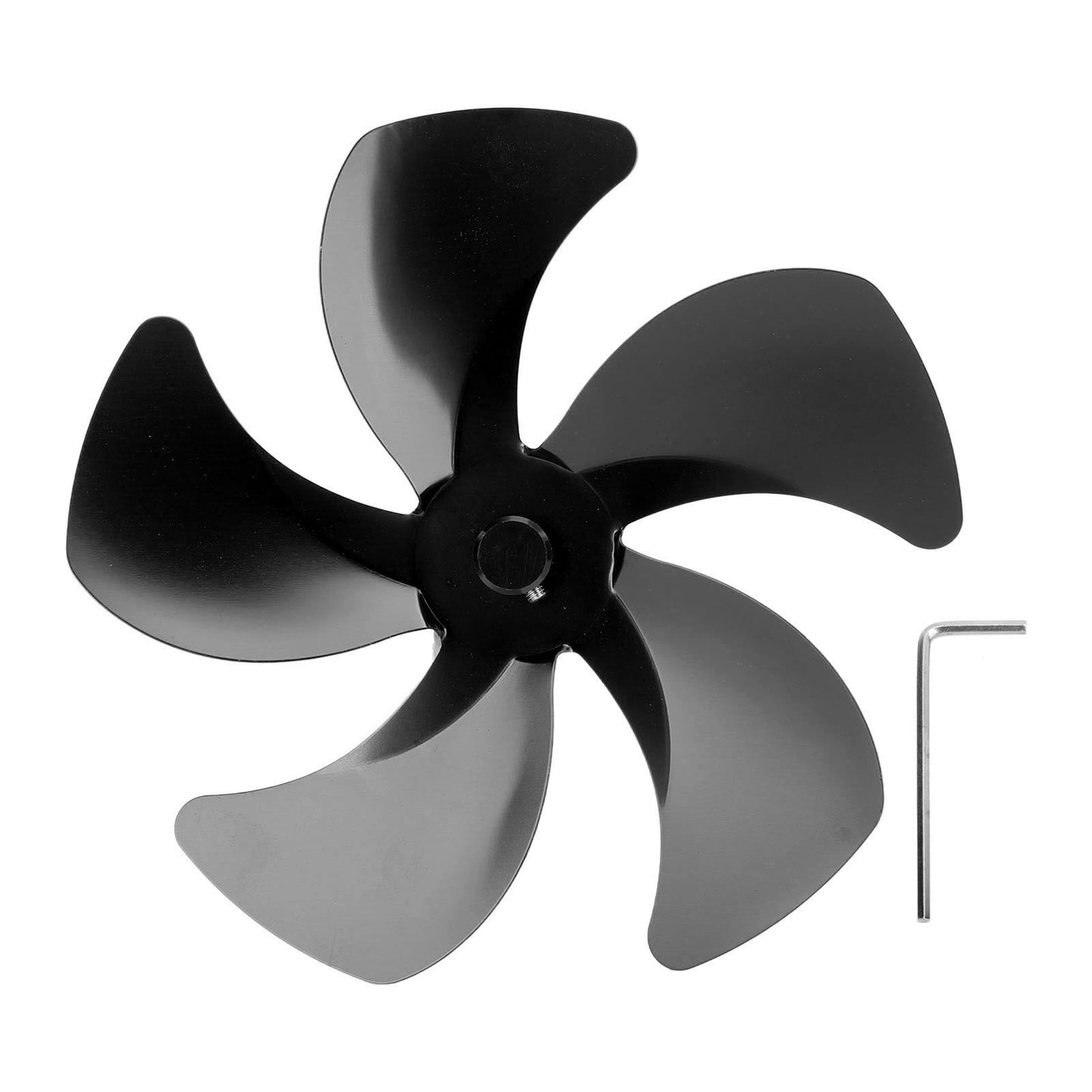 Stove Fan Blade Replacement Aluminum Alloy Enhance Warm Air Circulation Fireplace Fan 5 Blade for Stove Fan Accessories Black