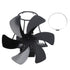 6 Blade Magnet Wall Mount Heat Powered Stove Fan Pipe Fireplace Fan Magnetic Installation for Wood Log Burners Black