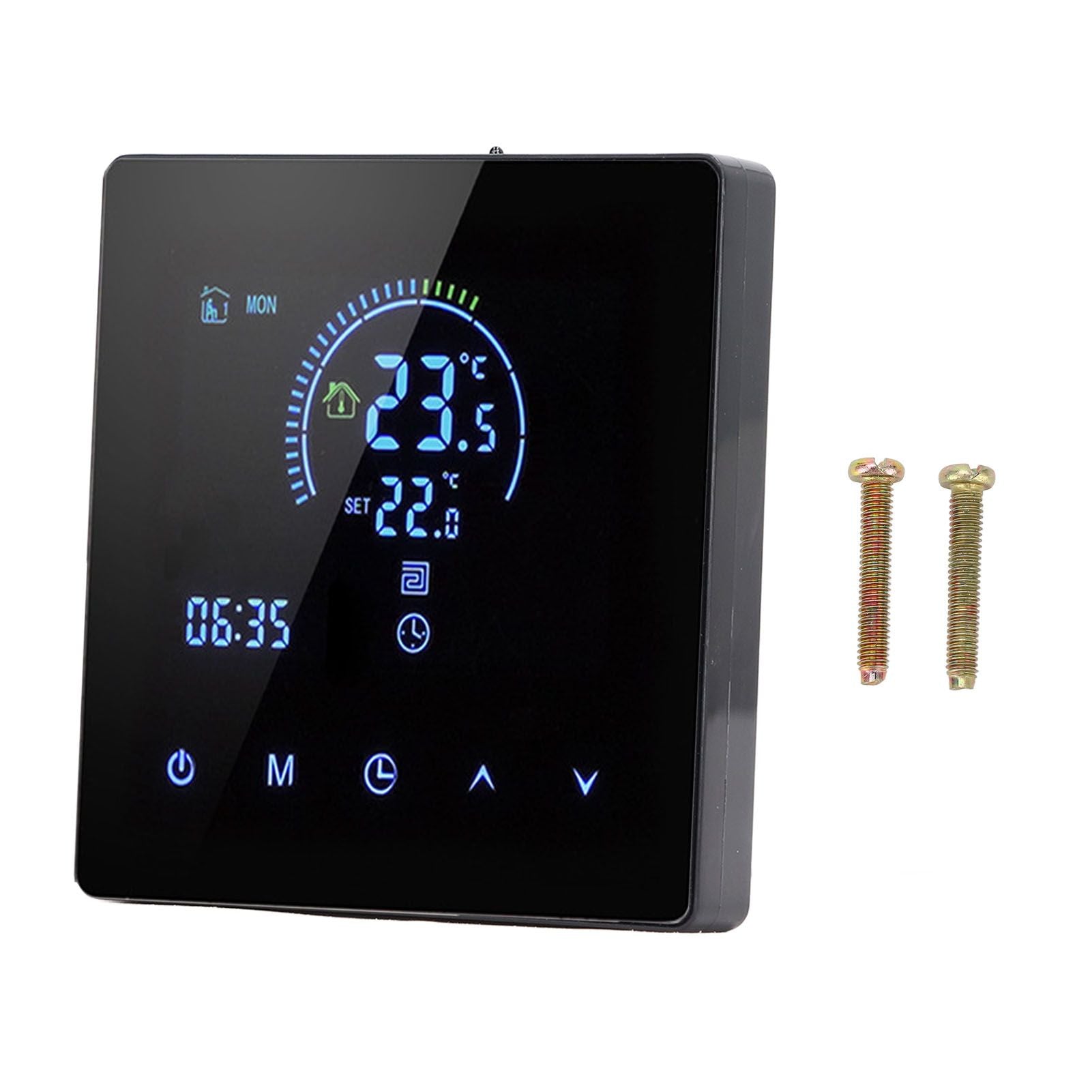 3A Smart Thermostat Intelligent Touch Color Screen LCD Display Thermostat Water Heating Boiler for Home Office Shopping Mall Store Black WiFi Model
