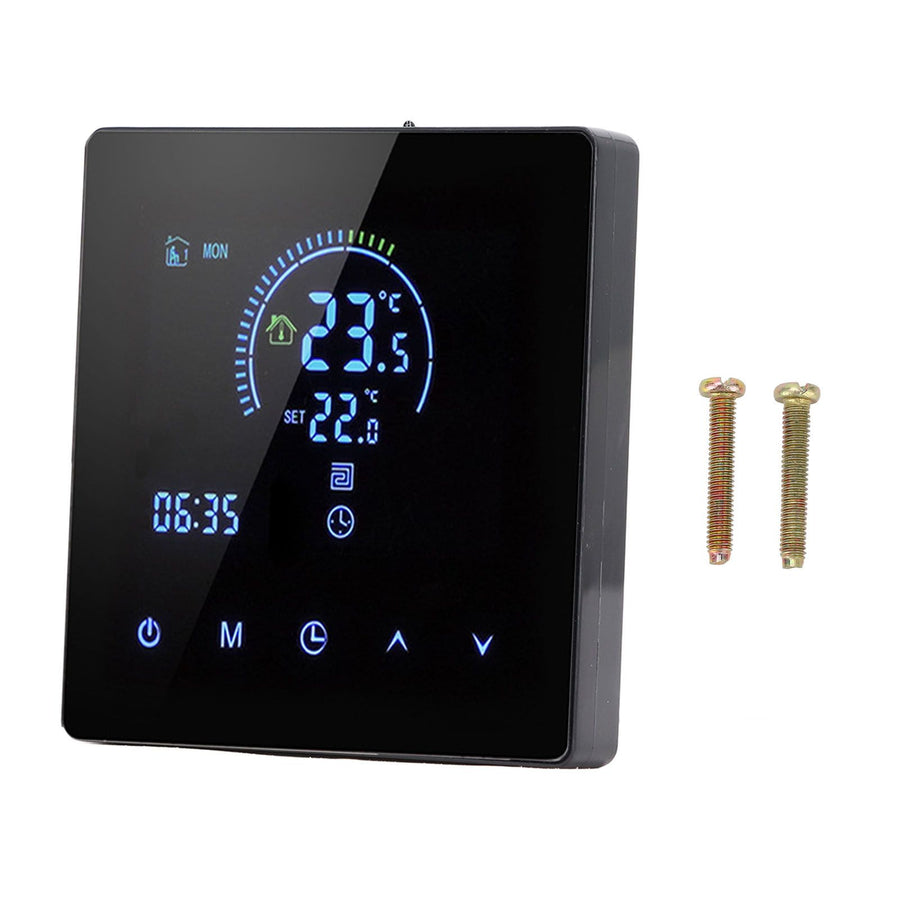 3A Smart Thermostat Intelligent Touch Color Screen LCD Display Thermostat Water Heating Boiler for Home Office Shopping Mall Store Black Regular Model