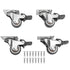 4Pcs Small Caster Wheels 1in Diameter Steel Rubber Rotating Locking Brake Plate Casters with 16 Screws for Furniture