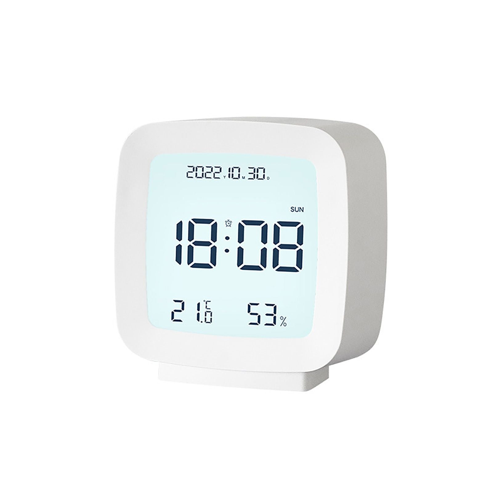 Kids Alarm Clock LED Digital Indoor Alarm Clocks with Temperature and Humidity Display for Kids White