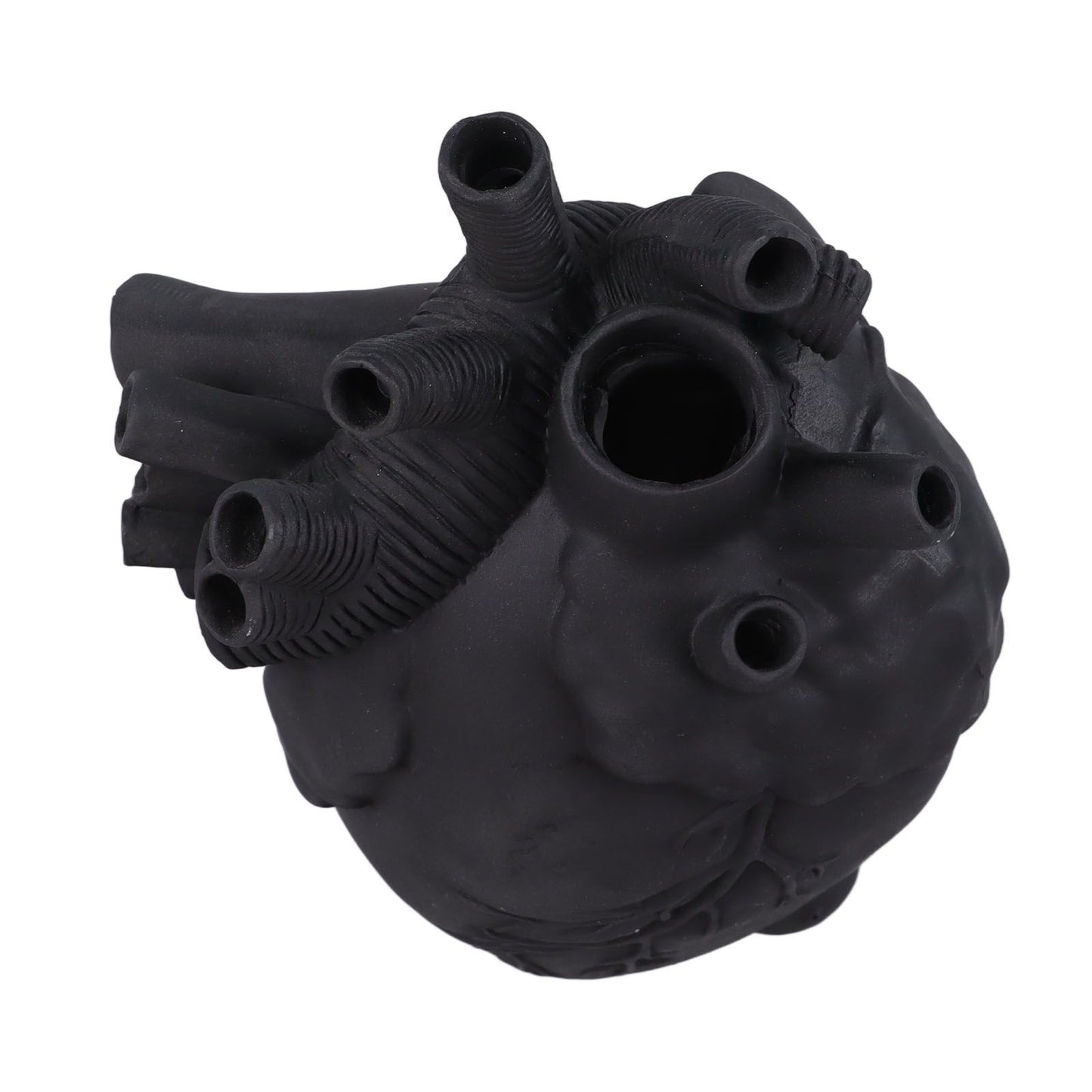 Creative Anatomical Heart Vases Resin Sculpture Heart Shaped Art Flower Vases Desktop Home Decoration for Living Room Black