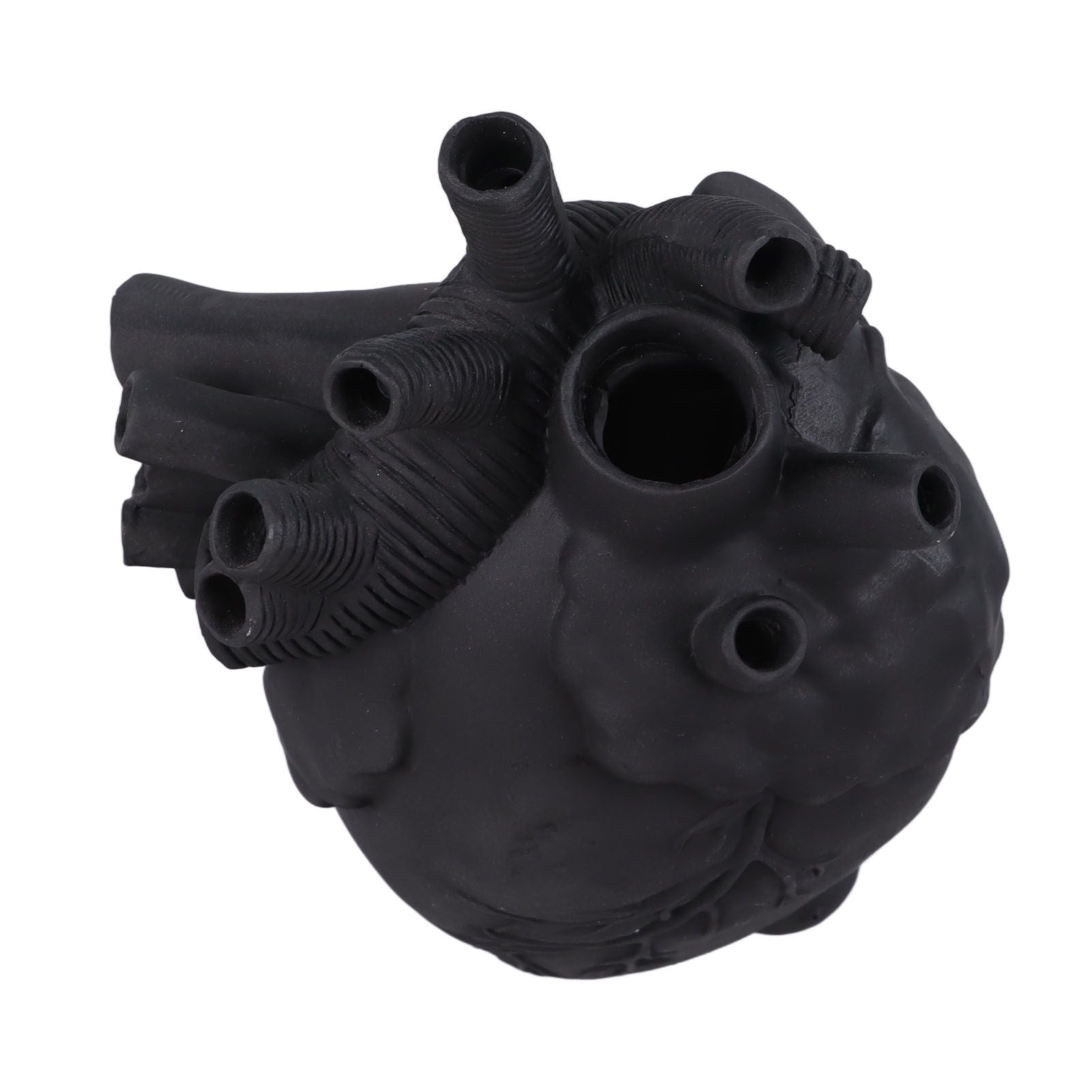 Creative Anatomical Heart Vases Resin Sculpture Heart Shaped Art Flower Vases Desktop Home Decoration for Living Room Black