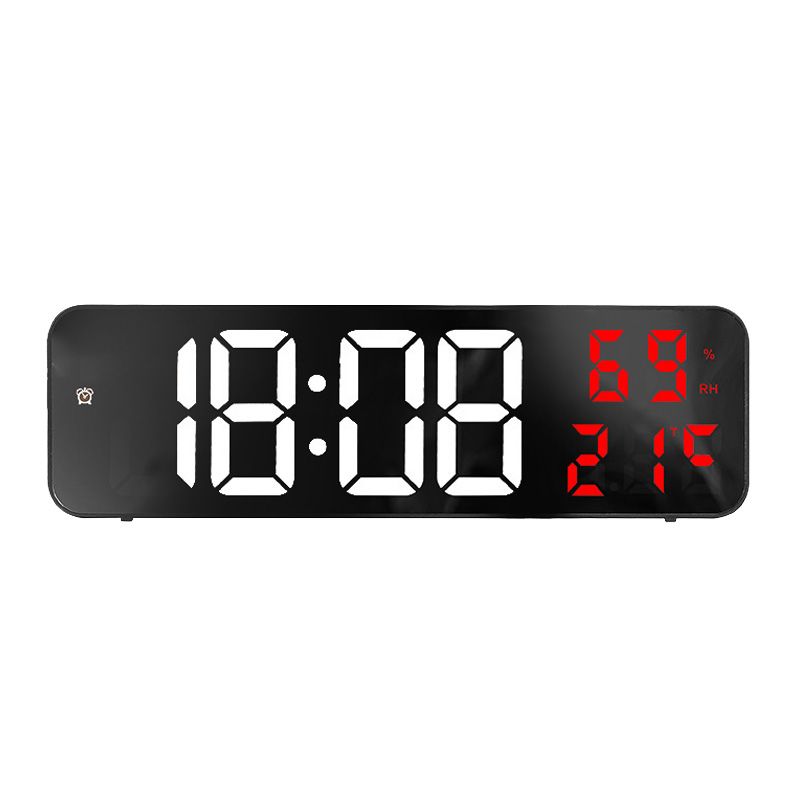 Mirror Large Digital LED Clock Home Electronic Alarm Clock Large Screen Plug in Clock Wall Mounted White and Red