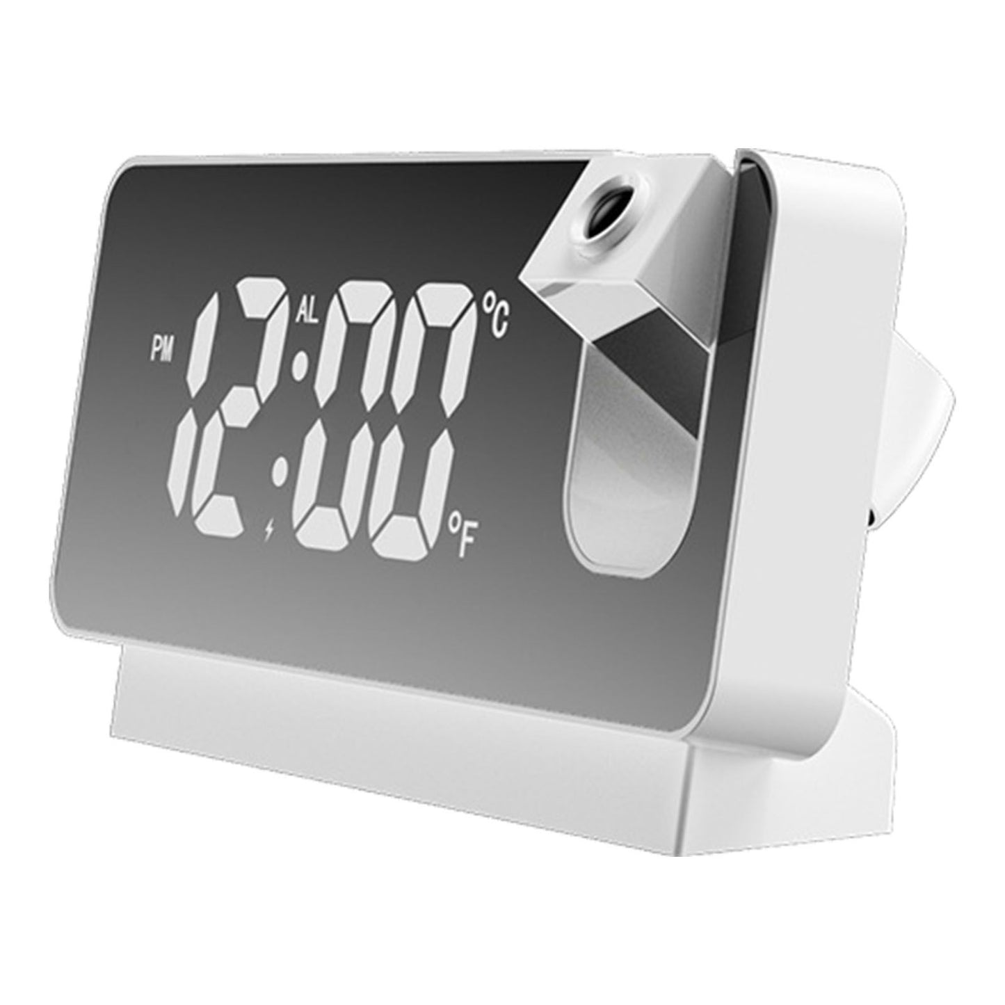 Projection Alarm Clock 360 Degree Flexible Adjust Creative LED Mirror Digital Clock with Temperature Display Power Off Memory White