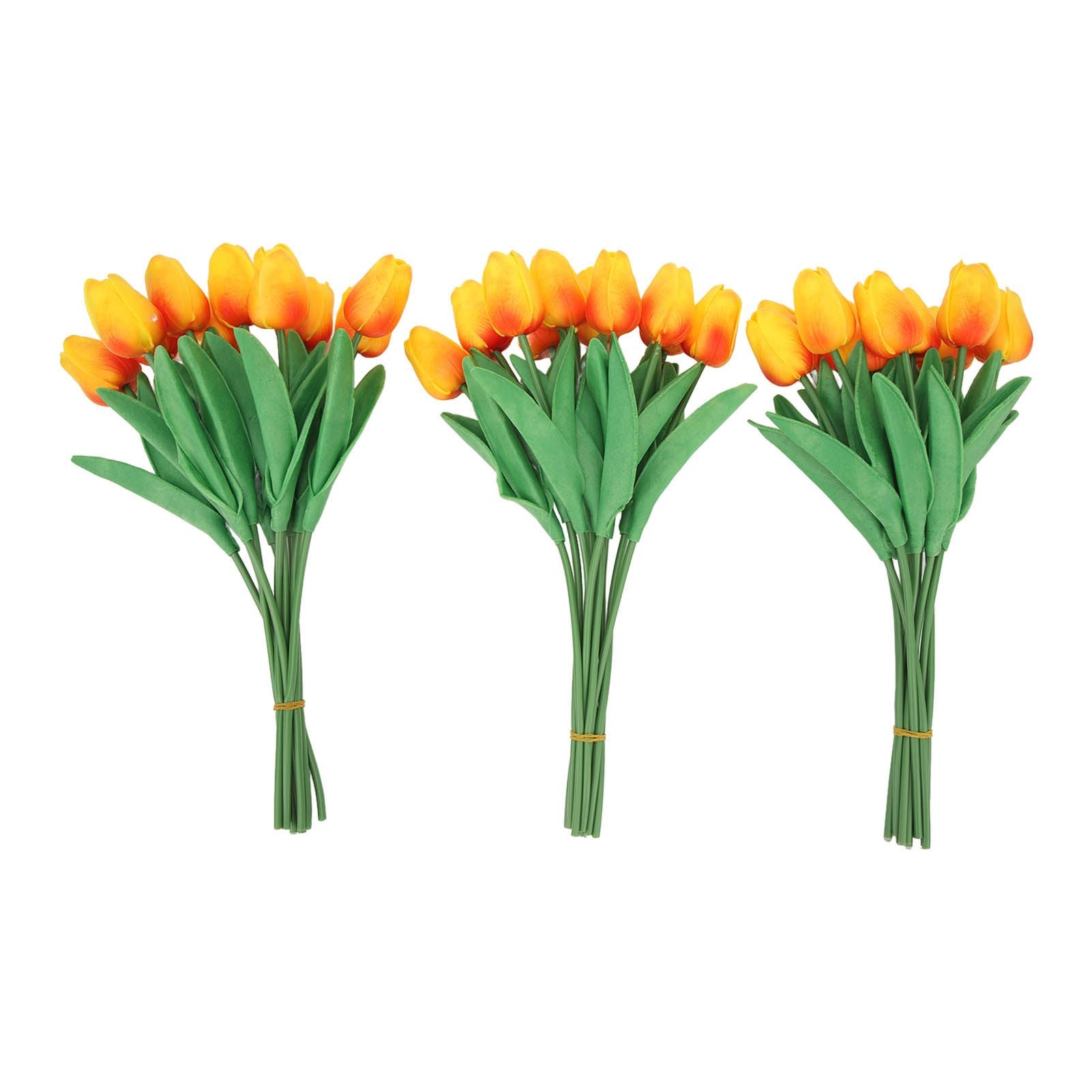 30pcs Artificial Tulips Flowers Innovative Simulation Hand Crafted PU Fake Tulips for Home Wedding Party Decor Sunset Red