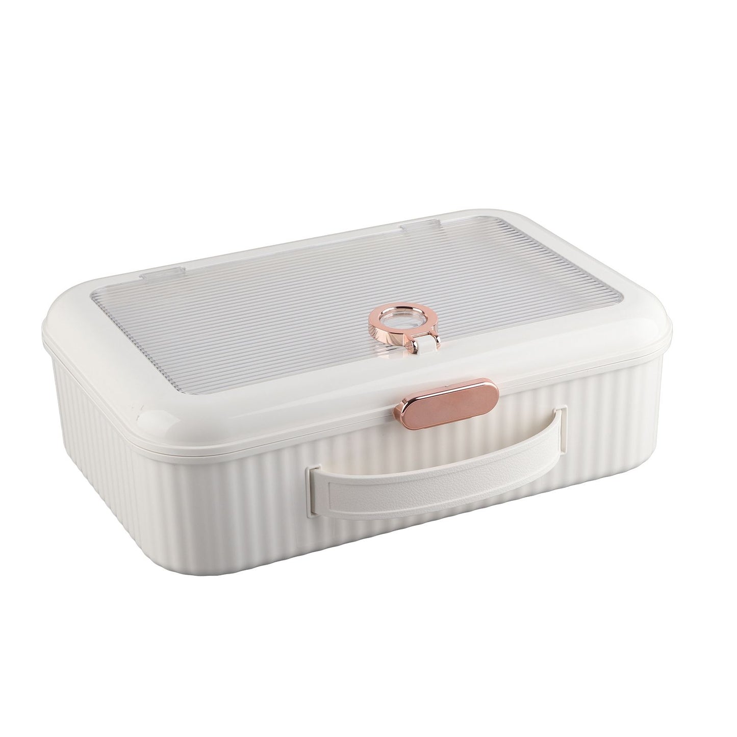 Multifunctional Document Storage Box Large Capacity Two Layer Liner Home Certificate Organizer White