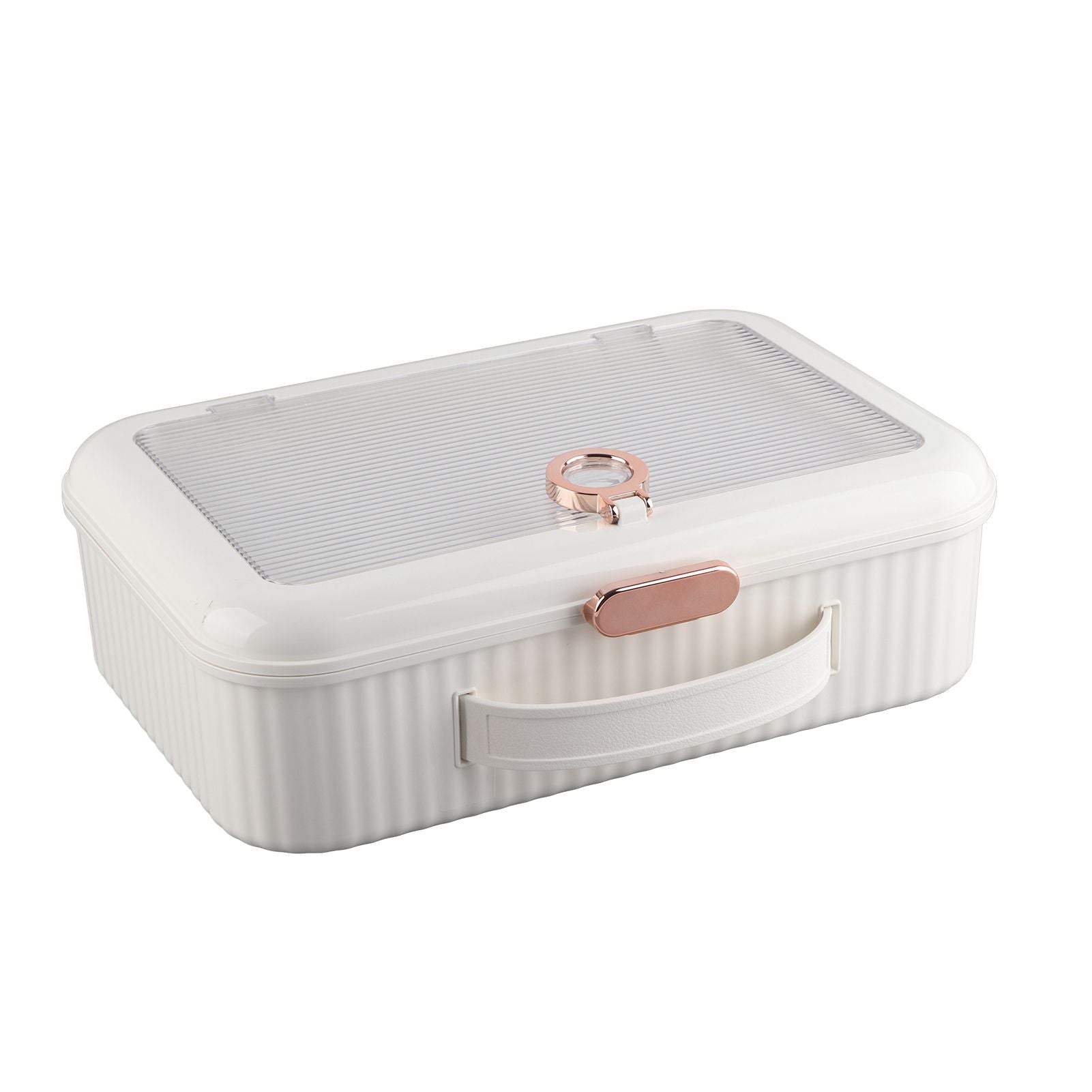 Multifunctional Document Storage Box Large Capacity Two Layer Liner Home Certificate Organizer White