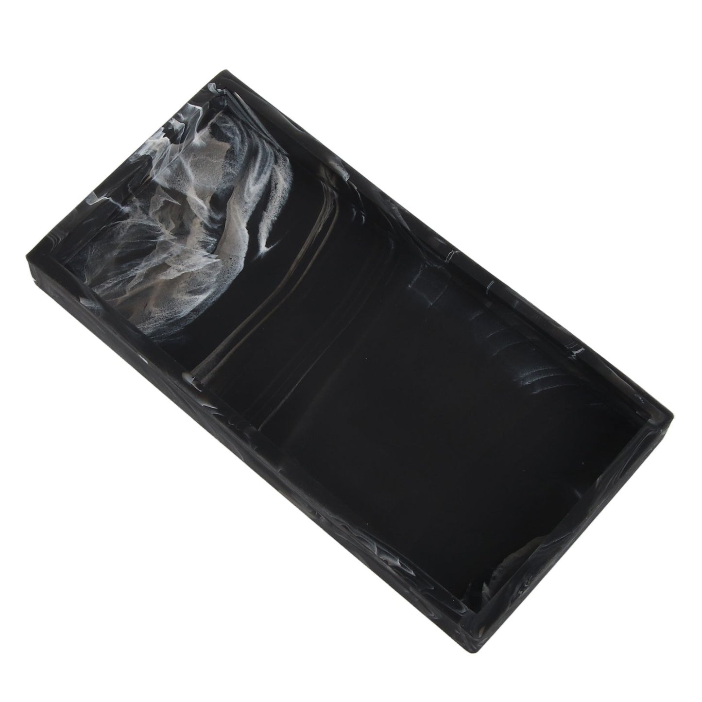 Silicone Storage Tray Shatterproof Key Finger Ring Countertop Sink Vanity Soap Dispenser Tray for Bathroom Marbling Black