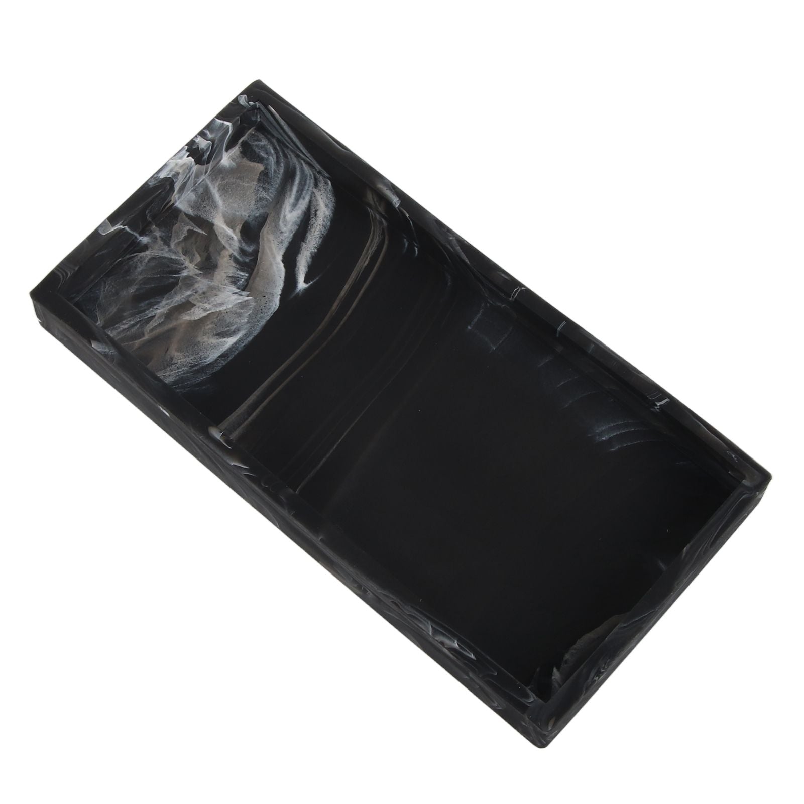Silicone Storage Tray Shatterproof Key Finger Ring Countertop Sink Vanity Soap Dispenser Tray for Bathroom Marbling Black