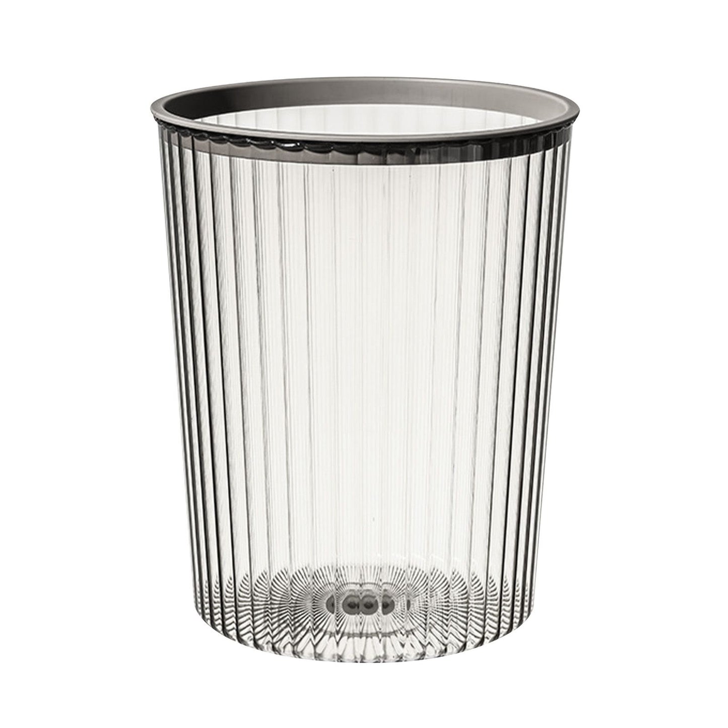 Transparent Garbage Bin with Top Ring Easy Attached Lid Free Large Capacity Trash Bin Can for Household Gray