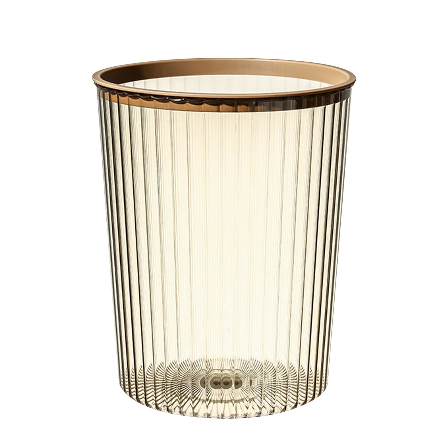 Transparent Garbage Bin with Top Ring Easy Attached Lid Free Large Capacity Trash Bin Can for Household Coffee Color