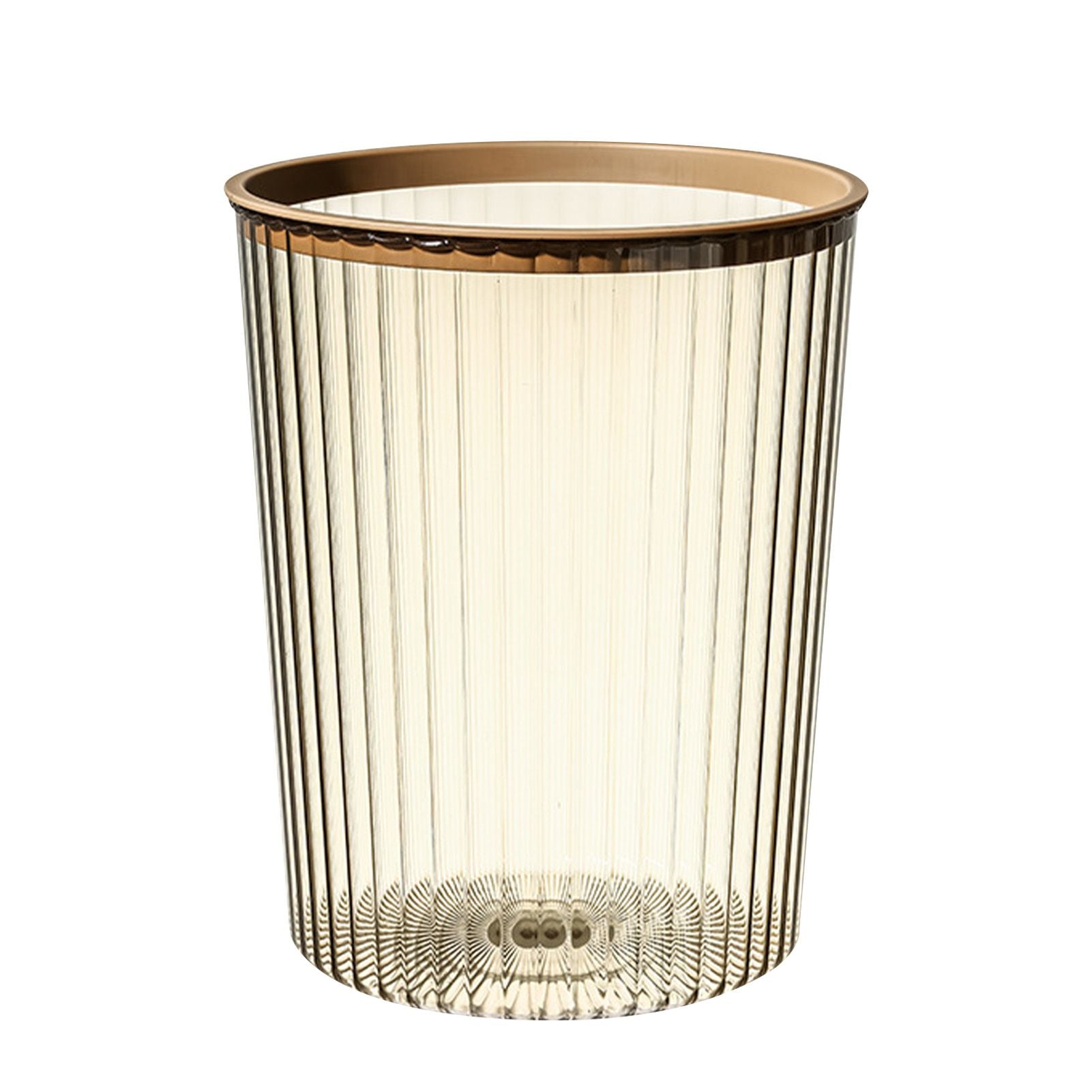 Transparent Garbage Bin with Top Ring Easy Attached Lid Free Large Capacity Trash Bin Can for Household Coffee Color