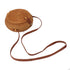 Handwoven Round Rattan Bag Tropical Beach Style Woven Shoulder Rattan Bag with Leather Strap 20cm Diameter Natural Color Oval with Lining