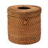 Rectangular Rattan Tissue Box Cover Rattan Woven Tissue Box Holder for Bathroom Organizer Countertop Bedroom Living Room Car Office Cylinder Style