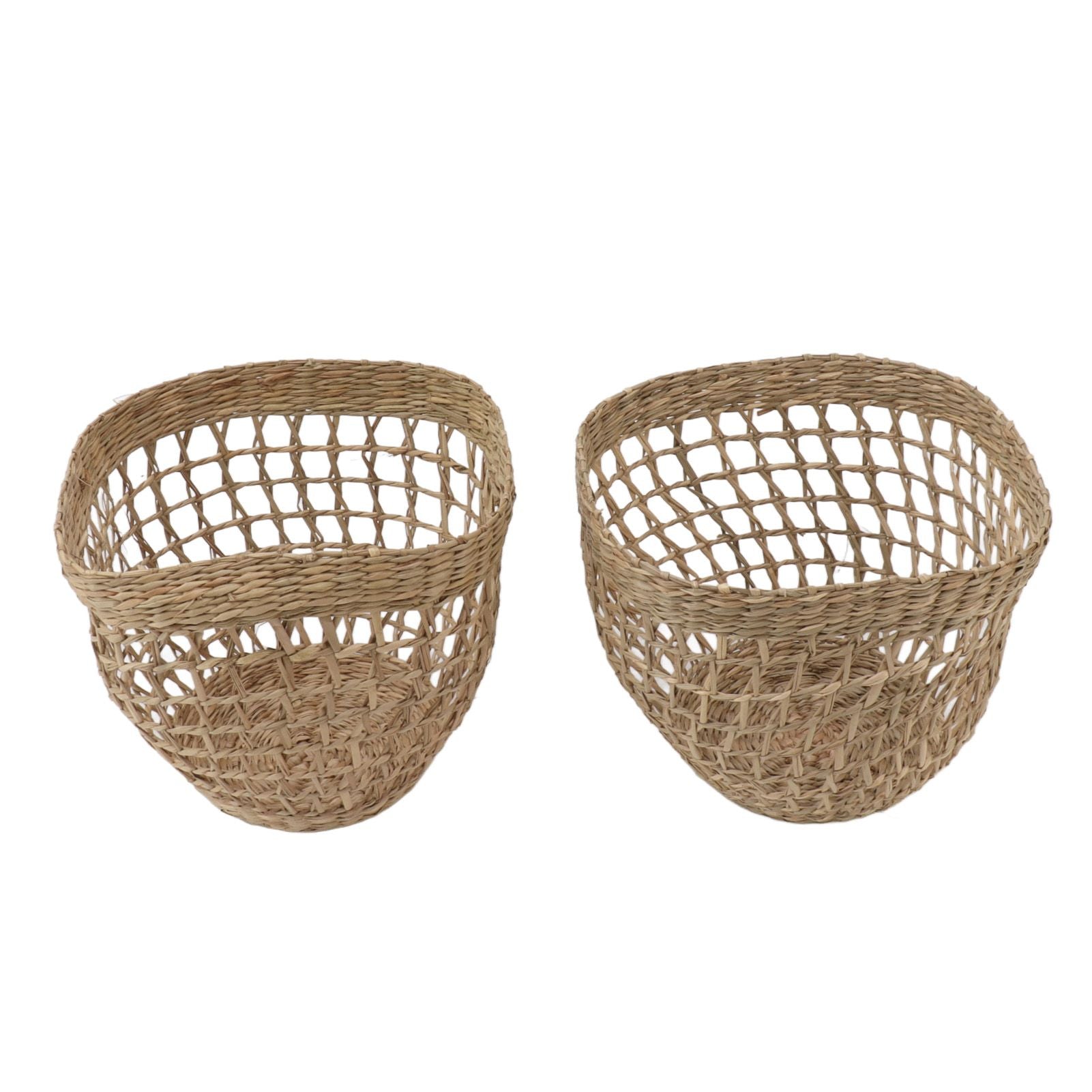 2PCS Woven Basket Handwoven Sea Grass Storage Basket for Flower Plant Farmhouse Home Decor