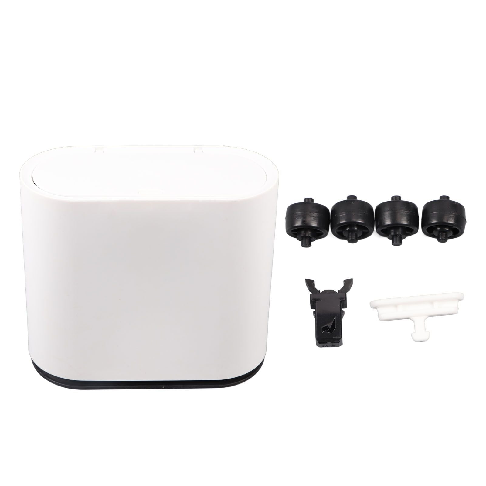 Plastic Trash Can with Press Type Lid Big White Garbage Container Bin for Bathroom Bedroom Kitchen Office