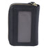 Card Wallet Black Leather 10 Slots Zipper Compact Transparent Window Card Holder for Travel Daily Outdoor