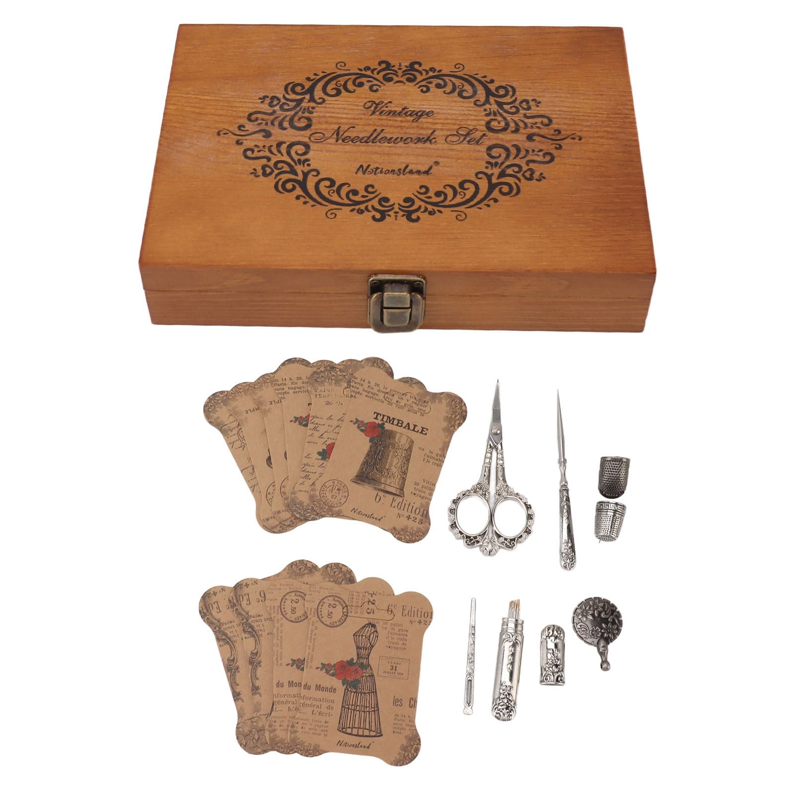 European Style Vintage Embroidery Scissors Set Stainless Steel European Antique Vintage Sewing Kit for Sewing Craft Art Work Needlework Vintage Silver