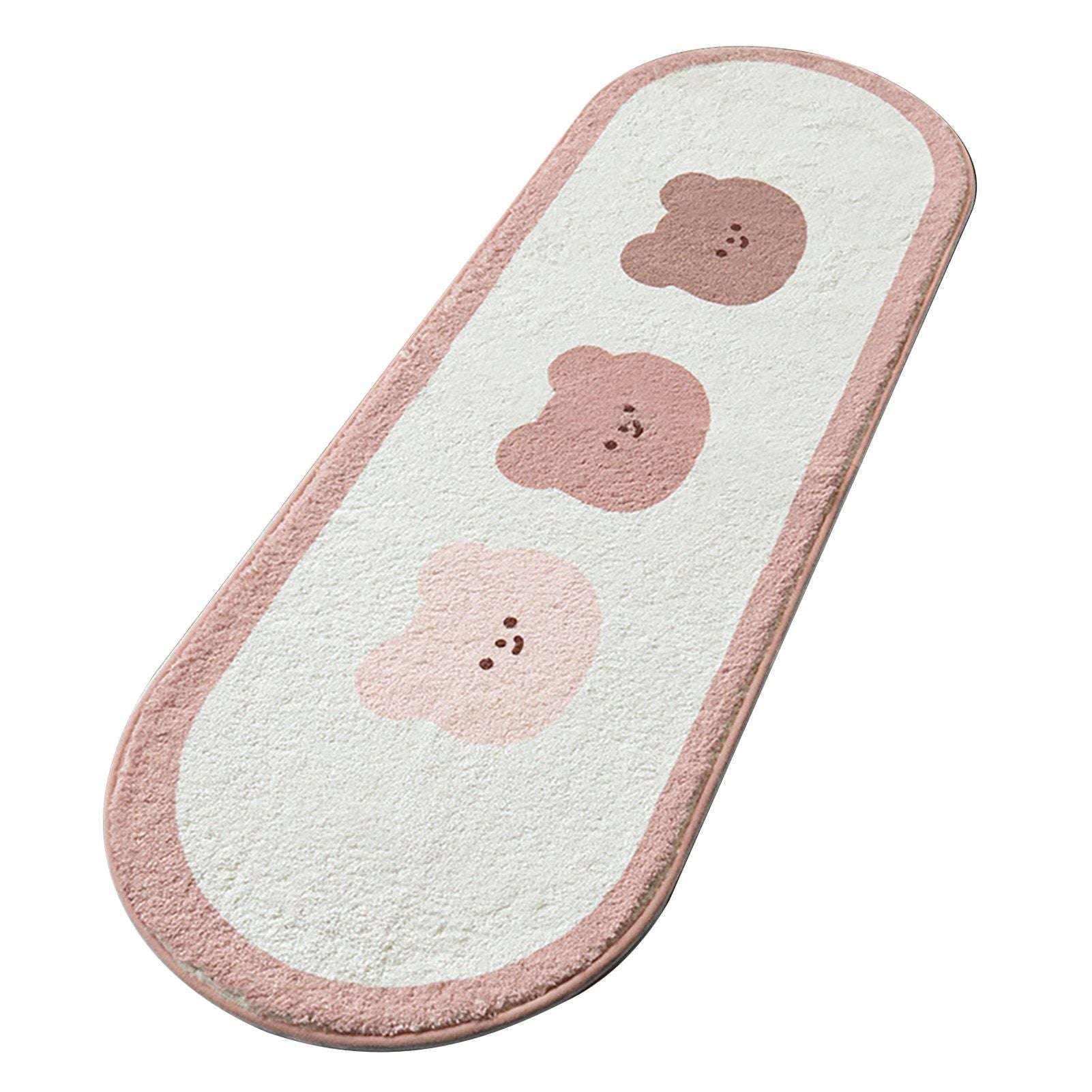 Cartoon Animal Pattern Area Rug Door Mat Soft Cute Oval Rug Bedside Carpet Decoration for Home Bedroom Brown Bear