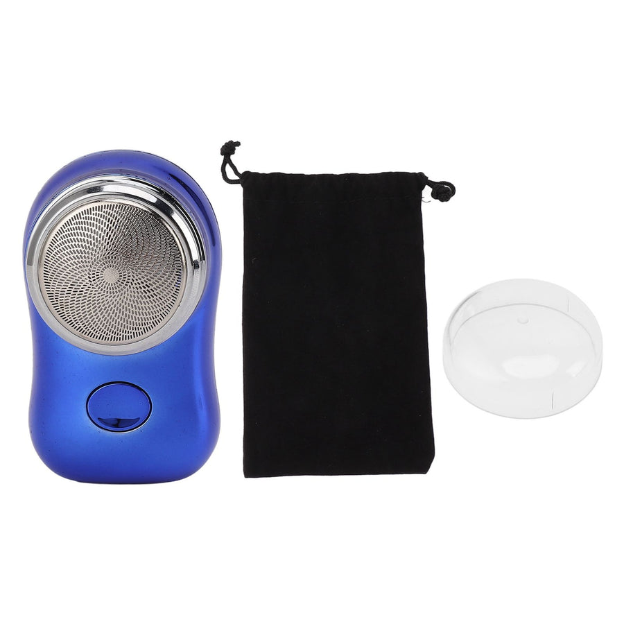 Mini Beard Trimmer Pocket Size Type C Rechargeable Low Noise Electric Beard Cutter with 400mAh Battery for Car Travel Polished Blue