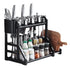 Kitchen Storage Rack Moveable Corner Shelf Spice Rack Double Layers Multifunctional Knife Stand Black