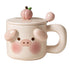 Cartoon Coffee Mug with Spoon Lid Cute Lovely Animal Shape Milk Cup Mug for Office School Pig Type