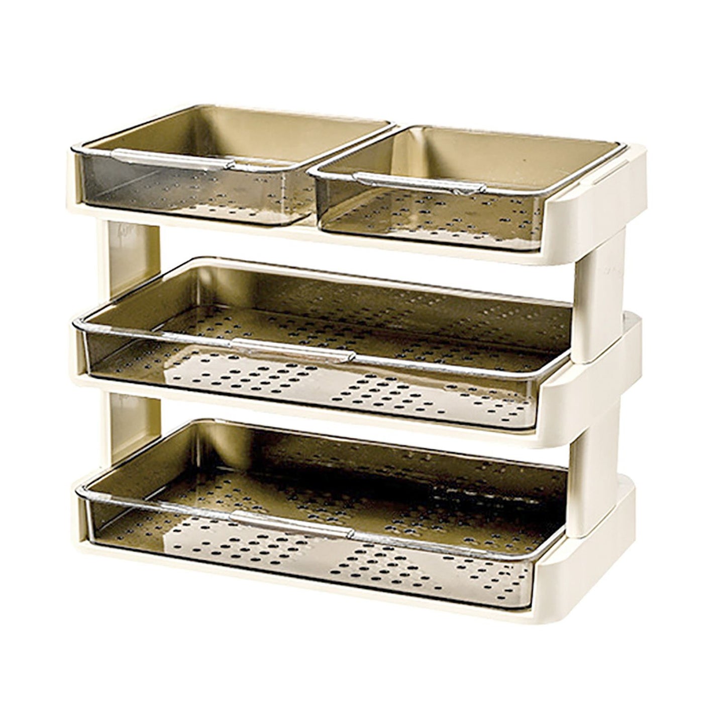Kitchen Countertop Organizer Plastic Detachable Multifunctional Kitchen Storage Shelf Food Rack for Bedroom Bathroom Desktop Cream White 3 Tier