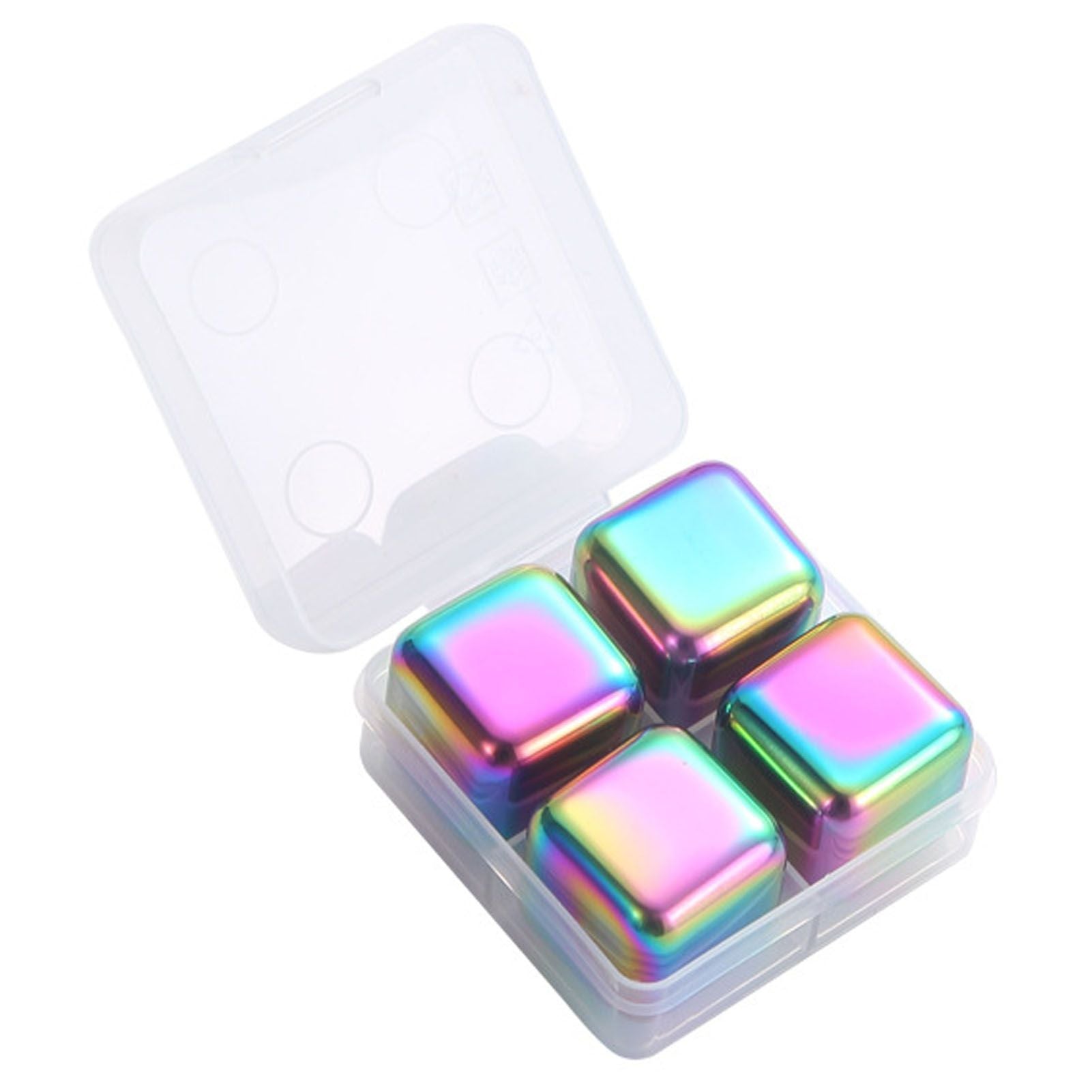 Metal Ice Cubes Stainless Steel Reusable Quick Chilling Clean Whiskey Stone with Ice Tong for Drink Beverage Colorful