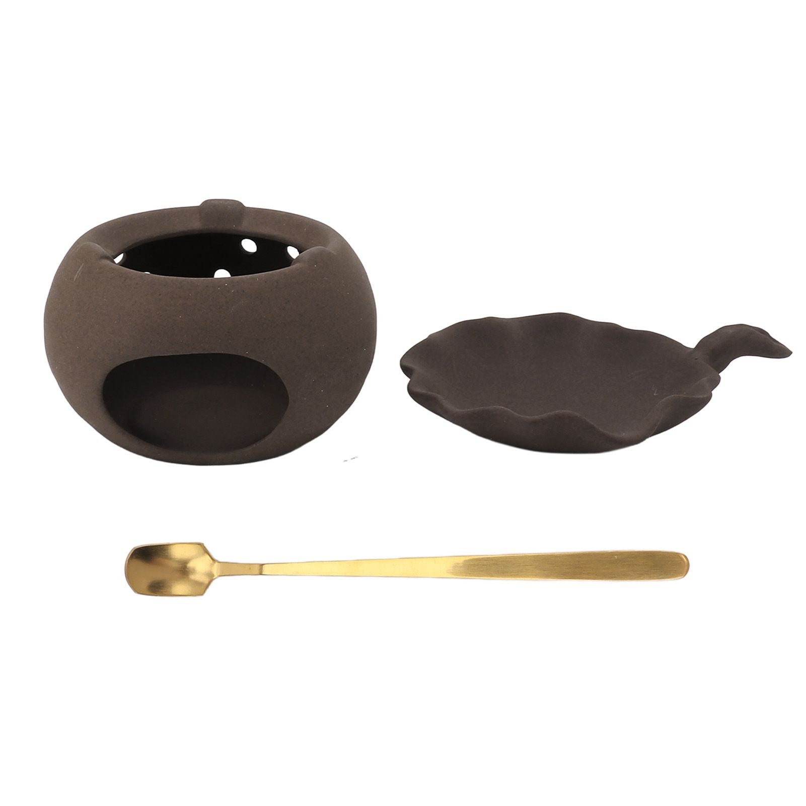 Ceramic Tea Roaster Loose Leaf Tea Warmer Tea Fragrance Roasting Baking Pot with Stainless Steel Spoon