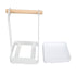 Pot Lid Holder Rack Multifunction Prevent Slip Iron Basin Wood Rack Cooking Tool Spatula Stand Kitchen Organizer White